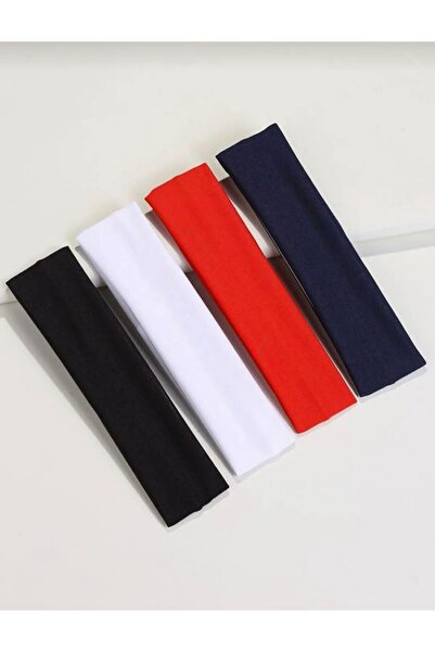 monalisatoka Kadın  4'Lü Pamuklu Siyah,Beyaz, Lacivert, Kırmızı Esnek Bandana...