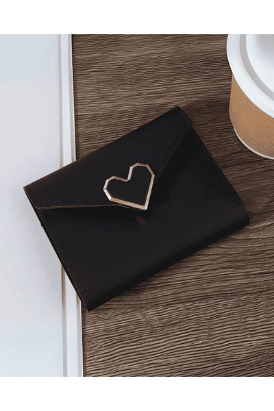 DOODLE Heart Embellished Wallet - Tri-Fold, Coin - Credit Card Compartments, Casual Faux Leather