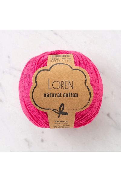 Ethab Ticaret Loren Fuchsia Natural Cotton Knitting Lanyard - R095 - 33909