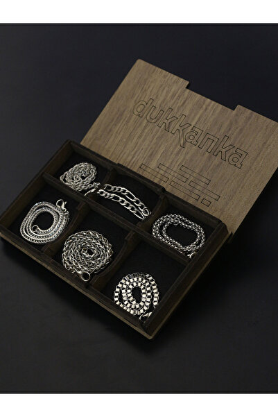 Dukkanka 6'lı Zincir Özel Hediye Kutulu Gümüş Renk Bileklik Seti