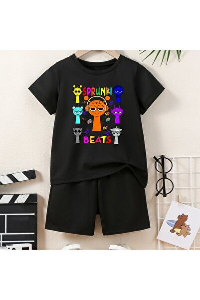 GALASHOP Sprunki beyaz Kız/erkek t-shirt-şort takımı