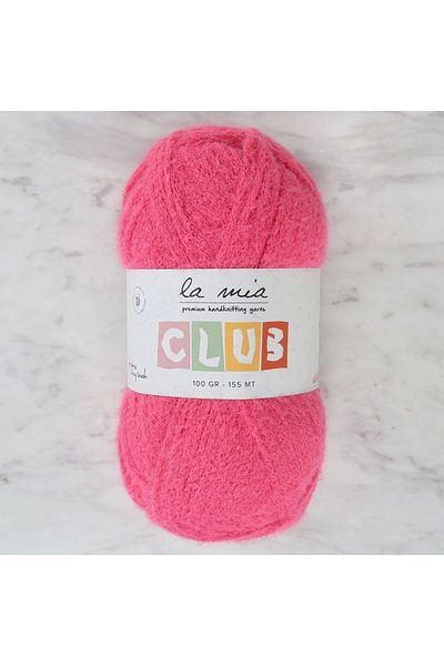 La Mia Yarn حبل محبوك يدويًا باللون الوردي الداكن من La Mia Club - 609