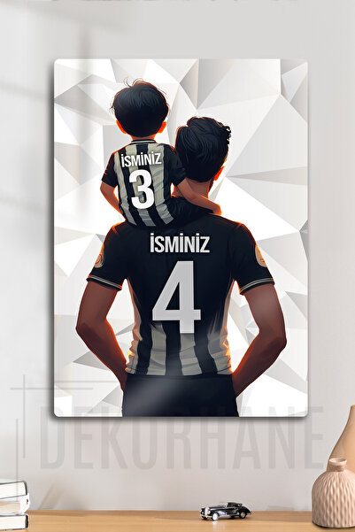 DekorHane Metal Baskı - Kişiye Özel Baba Oğul Taraftar Tablosu