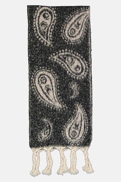 Max Studio Women Paisley Print Scarf With Finges 198 X 78 Cm, Black