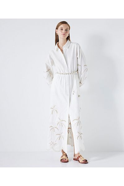 İpekyol Embroidered Palm Shirt Dress