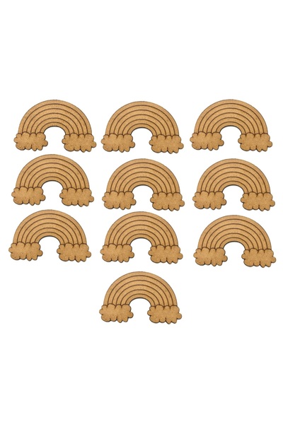 M&T WORKSHOP 10'lu Paket Ahşap Boyama Gökkuşağı Bulutlar Mandala Çocuk Etkinl...