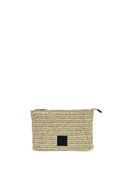 İpekyol Monogram aksesuarlı hasır clutch