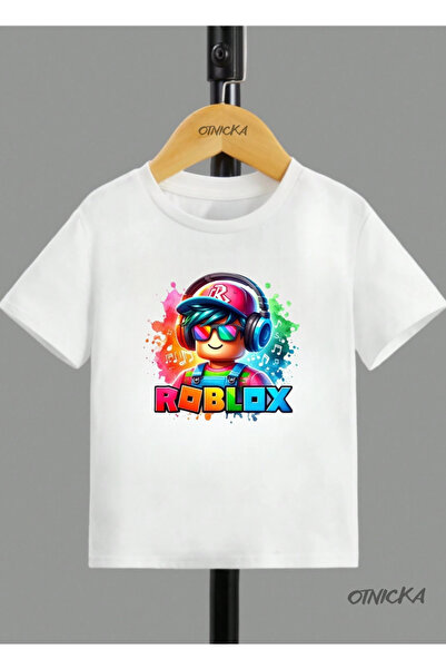 OTNICKA Tricou alb pentru copii cu imprimeu ROBLOX cu design special