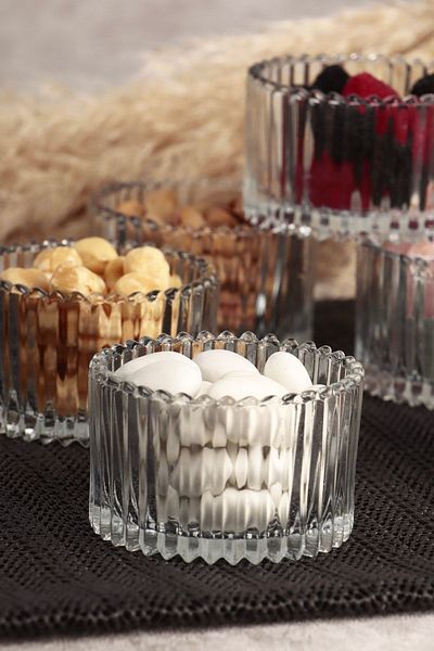 ORTAKÖY CENNETİ Sultan 4 Piece Glass Snack Bowl Presentation Magnolia-
