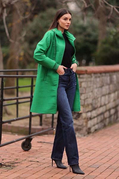 modaserdem 5138 Quilted Long Coat - E.Green