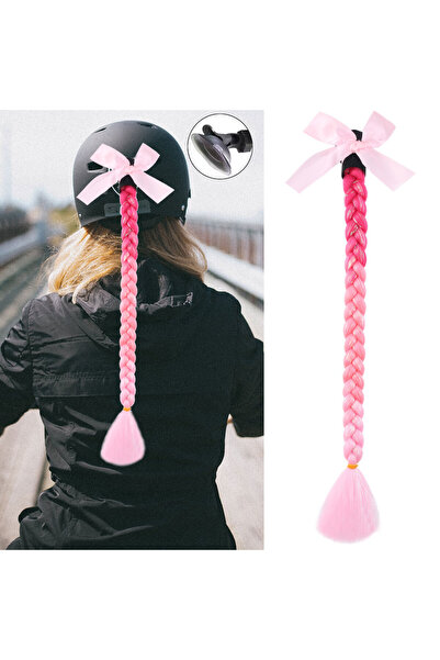 Afrodit Giyim خوذة دراجة نارية ذيل حصان مضفر فضي / ACM10S