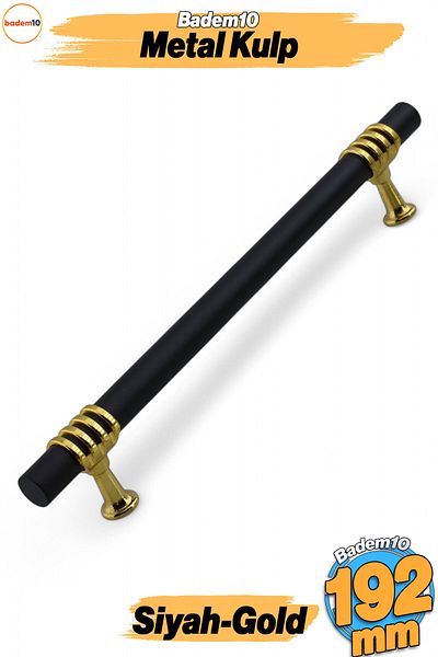 Badem10 Eylül Mobilier Bucătărie Sertar Dulap Mânere Dulap Mâner Capac Mâner Negru Aur 192 Mm Mâner Metal