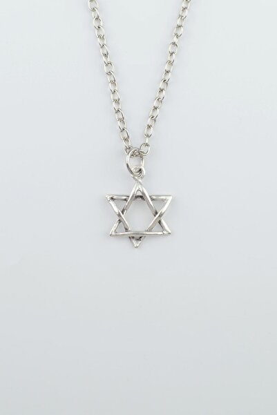 Bu Farklı Minimal Pentagram Gümüş Kaplama Düz Zincir Kolye