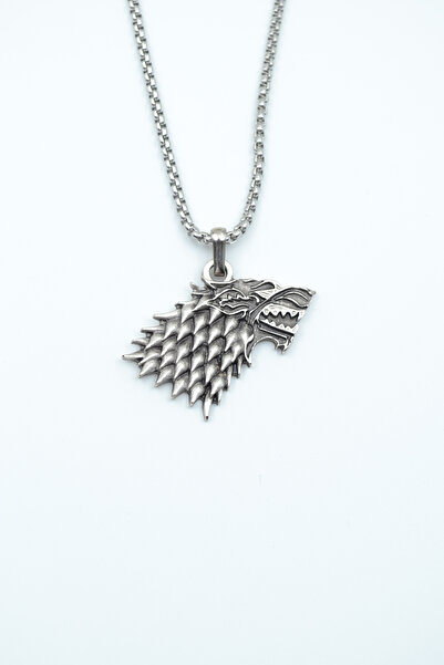 Bu Farklı Game Of Thrones Kurt Gümüş Kaplama Örme Zincir Kolye