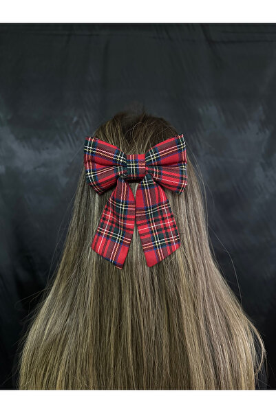 MegssStore أحمر زمردي أخضر منقوشة القوس مشبك / عقال