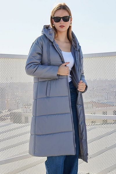modaserdem    5120 Hooded Long Puffer Jacket - Gray