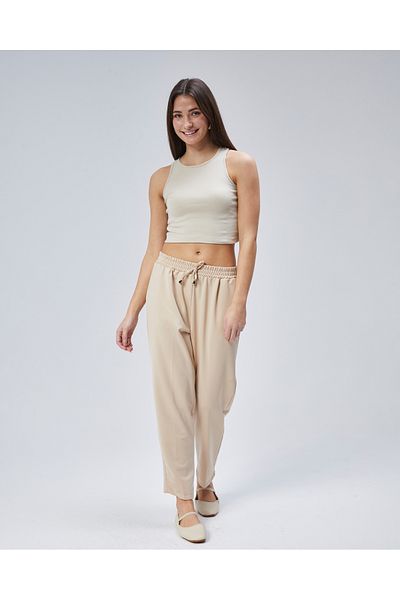 ADEL MODA Elastic Waist Crepe Trousers