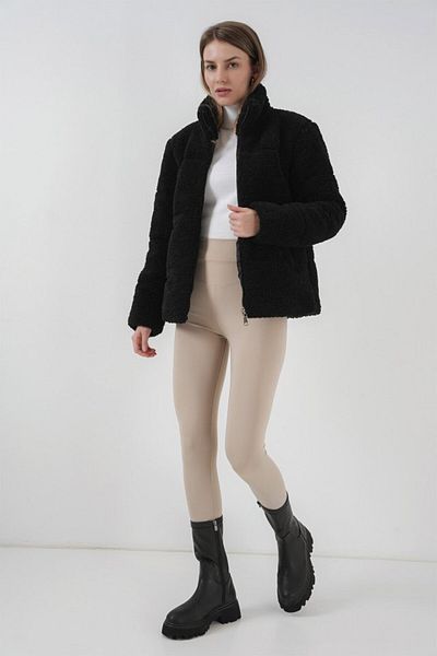 MRA Fashion 5178 Lined Plush Coat - Black