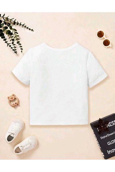 FAVORİST Tricou din bumbac cu decolteu rotund cu imprimeu SPACE TRAVEL pentru copii