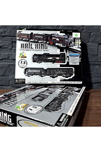 FEN TOYS OYUNCAK RAYLI TREN PİLLİ IŞIKLI 13 parça Siyah Gümüş Gri Kombin 23x2...