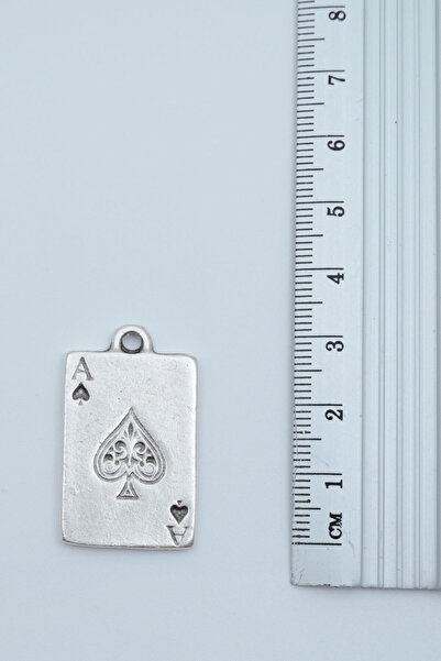 Bu Farklı Maça As Poker İskambil Gümüş Kaplama Deri İp Kolye