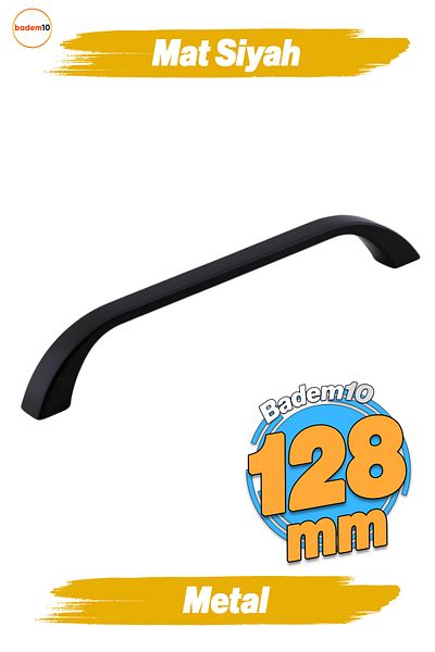 Badem10 Göksu 128 Mm Mobilier Metal Negru Bucătărie Sertar Dulap Dulap 12,8 Cm Mâner Mâner