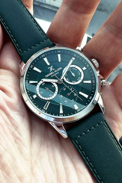 Daniel Klein Men's Wristwatch 3 Atm Waterproof Green Color Leather Cord Bracelet Dker2032c4
