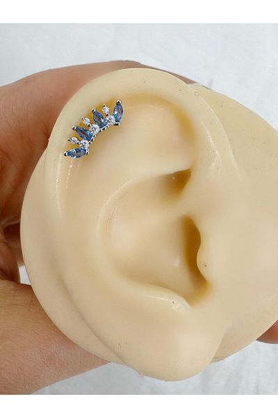 Arescollection Blue Zircon Stone Ducati Helix Conch Piercing 1 Piece