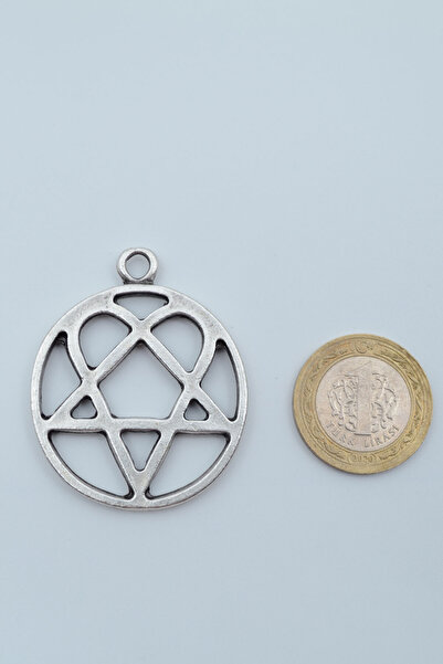 Bu Farklı Heartagram Gümüş Kaplama Deri İp Kolye