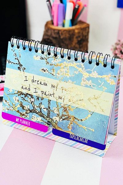 Patladı Gitti Van Gogh Almond Blossom Design Νέας γενιάς Επιτραπέζιο Planner 2 Σελίδων Αυτοκόλλητο Σημειωματάριο