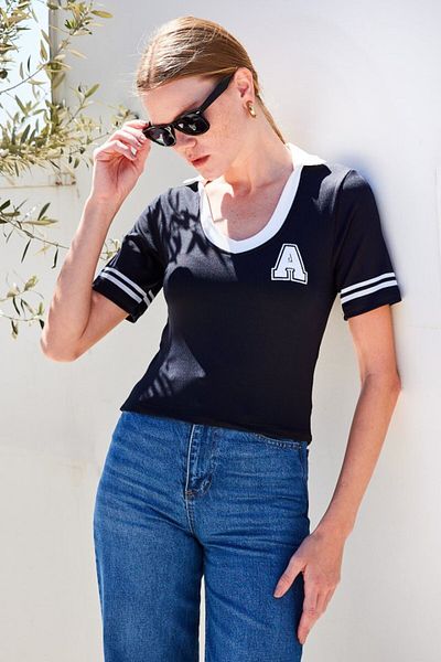 MRA Fashion 4320 Polo Neck Basic Knitwear Blouse - Black