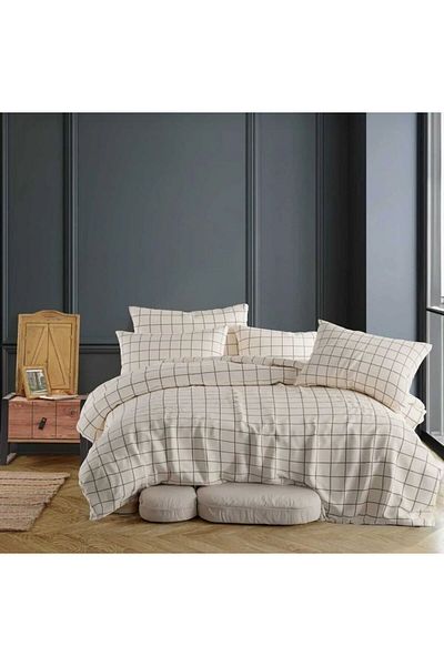 sedali home Σετ Παπλωματοθήκης Καρό Διπλό (Παπλωματοθήκη Μαξιλαροθήκη)