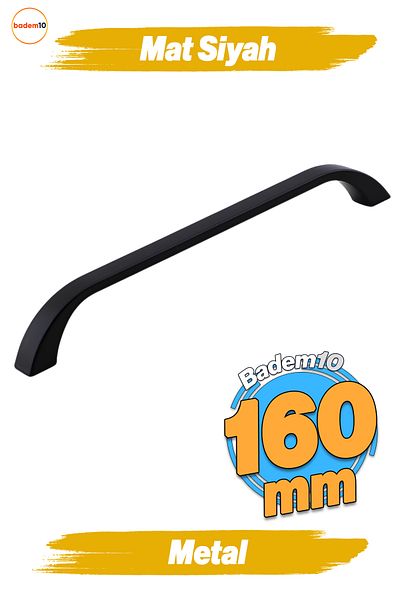Badem10 Mâner Göksu 160 mm Negru Metal Bucătărie Mobilier Sertar Bucătărie Dulap Dulap Mânere Capac Mâner 16 cm