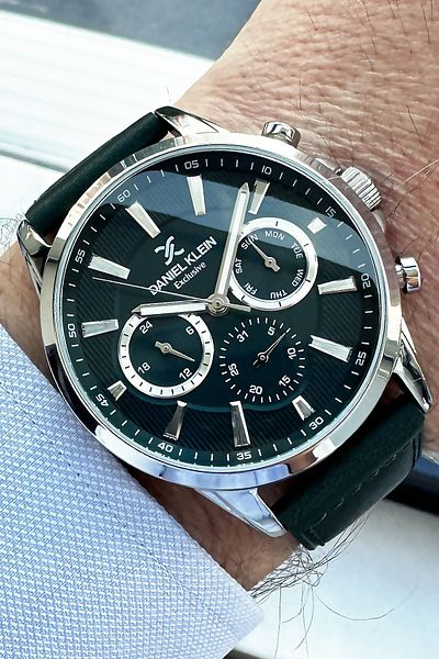 Daniel Klein Men's Wristwatch 3 Atm Waterproof Green Color Leather Cord Bracelet Dker2032c4