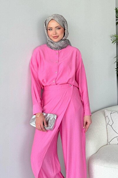 Şulemoda Giyim Ροζ Σετ Σεράι με Κάπα