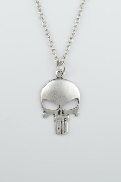 Bu Farklı Punisher Cezalandırıcı Gümüş Kaplama Düz Zincir Kolye