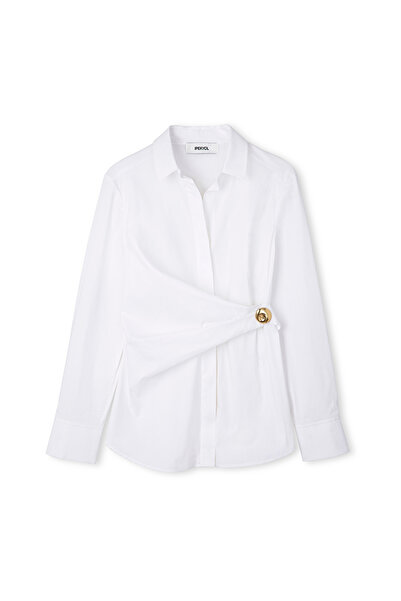 İpekyol Metal aksesuarlı poplin gömlek
