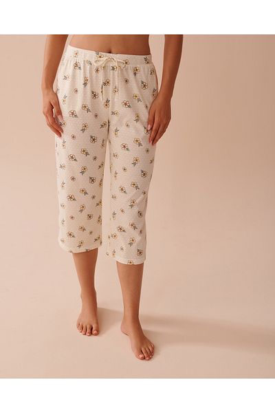 La Vie en Rose Honeycomb Print Cotton Capris