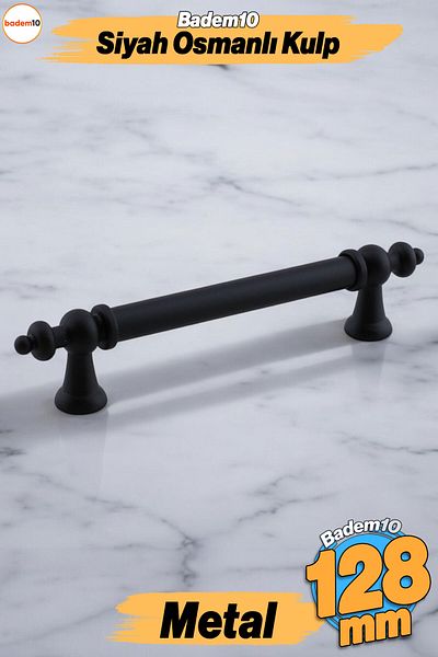 Badem10 Ottomane (128 mm - 12,8 cm) Mobilier din metal negru mat Sertar de bucătărie Dulap dulap Mâner Mâner