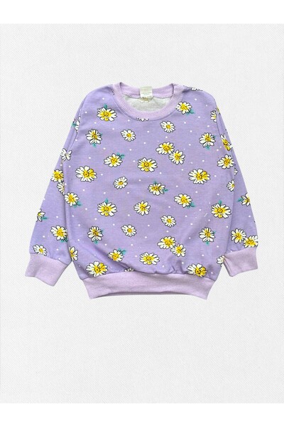 Fil Kids Kız Çocuk %100 Pamuklu Mor Renk Papatya Desenli Uzun Kollu Mevsimlik Pijama Takımı