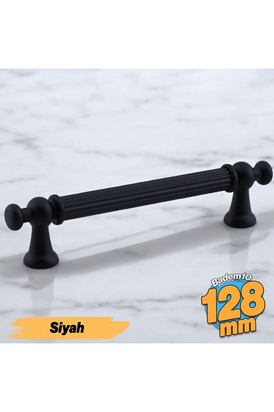 Badem10 Seldzuceni (128 mm - 12,8 cm) Mobilier din metal negru mat Sertar de bucătărie Dulap dulap Mâner Mâner Mâner