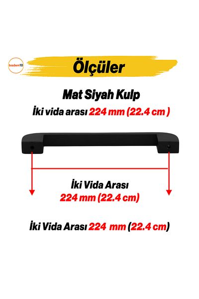 Badem10 Zehra 224 mm mobilier metal negru sertar bucătărie dulap dulap 22,4 C mâner mâner