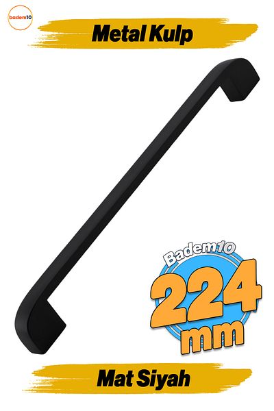 Badem10 Zehra 224 mm mobilier metal negru sertar bucătărie dulap dulap 22,4 C mâner mâner