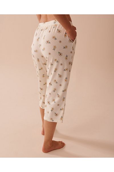 La Vie en Rose Honeycomb Print Cotton Capris