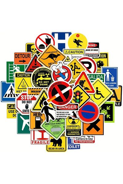 Major Selection Set de 50 de autocolante pentru semne de avertizare