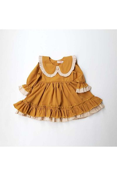 ikokokids Rochie cu volane cu guler pentru fetiță muștar