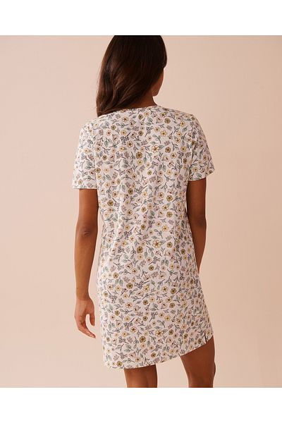 La Vie en Rose Sunflower Print Cotton Short Sleeve Sleepshirt