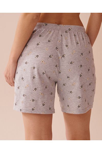 La Vie en Rose Bee Print Cotton Bermuda Shorts