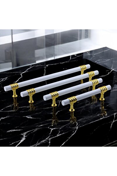 Badem10 September Furniture Kitchen Drawer Cabinet Cabinet Handles Cover Handle Handle White Gold 192 mm Metal Handle