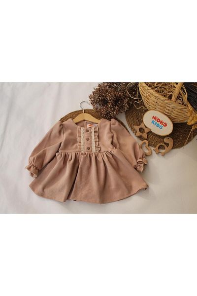 ikokokids μπορντό βελούδινο φόρεμα με δαντέλα